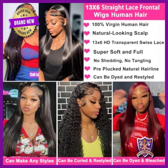 28 Inch 13x6 Straight Lace Front Wig Human Hair Glueless Pre Plucked